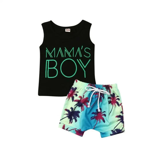 Baby Boys Sleeveless Tank Top and Shorts Beachwear