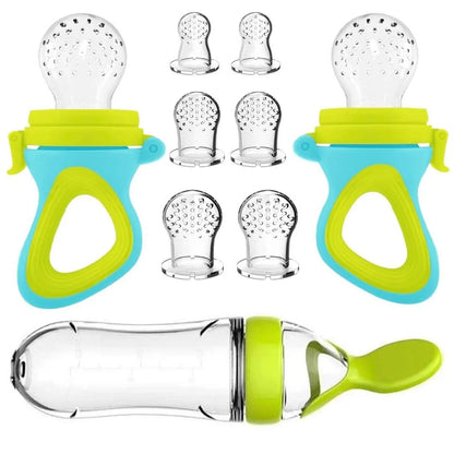 Silicone Bottle with Training Spoon and Feeding Pacifier
